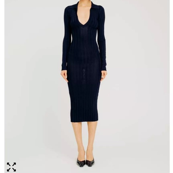 Torn by Ronny Kobo Dresses & Skirts - Torn by Ronny Kobo Suri Dress Navy Ribbed Knit Maxi Dress NWT Size M